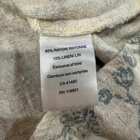 Gentle Fawn Floral Linen Blend ButtonDown Mini Babydoll Dress Womens Small Cream - Picture 5 of 7